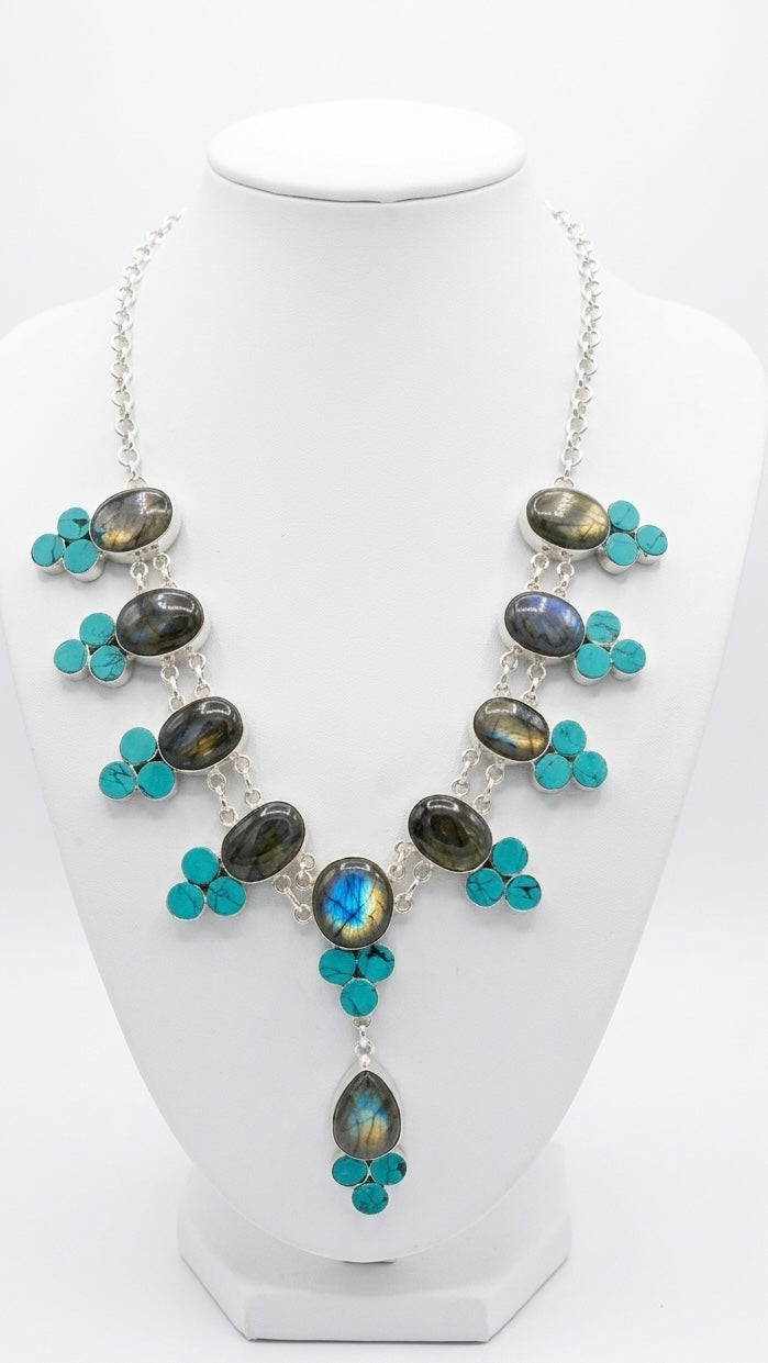 Labradorite and smaller Turquoise  Necklace