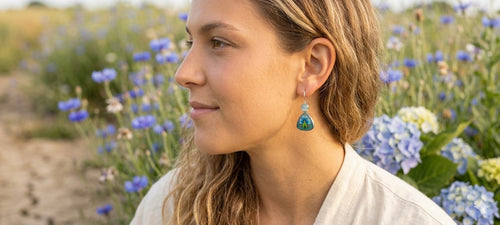 Enamel Earrings, Blue Cloisonne Earrings For  women
