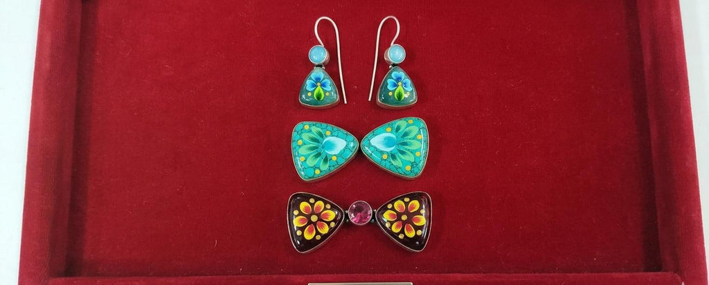 Enamel Earrings, Blue Cloisonne Earrings For  women